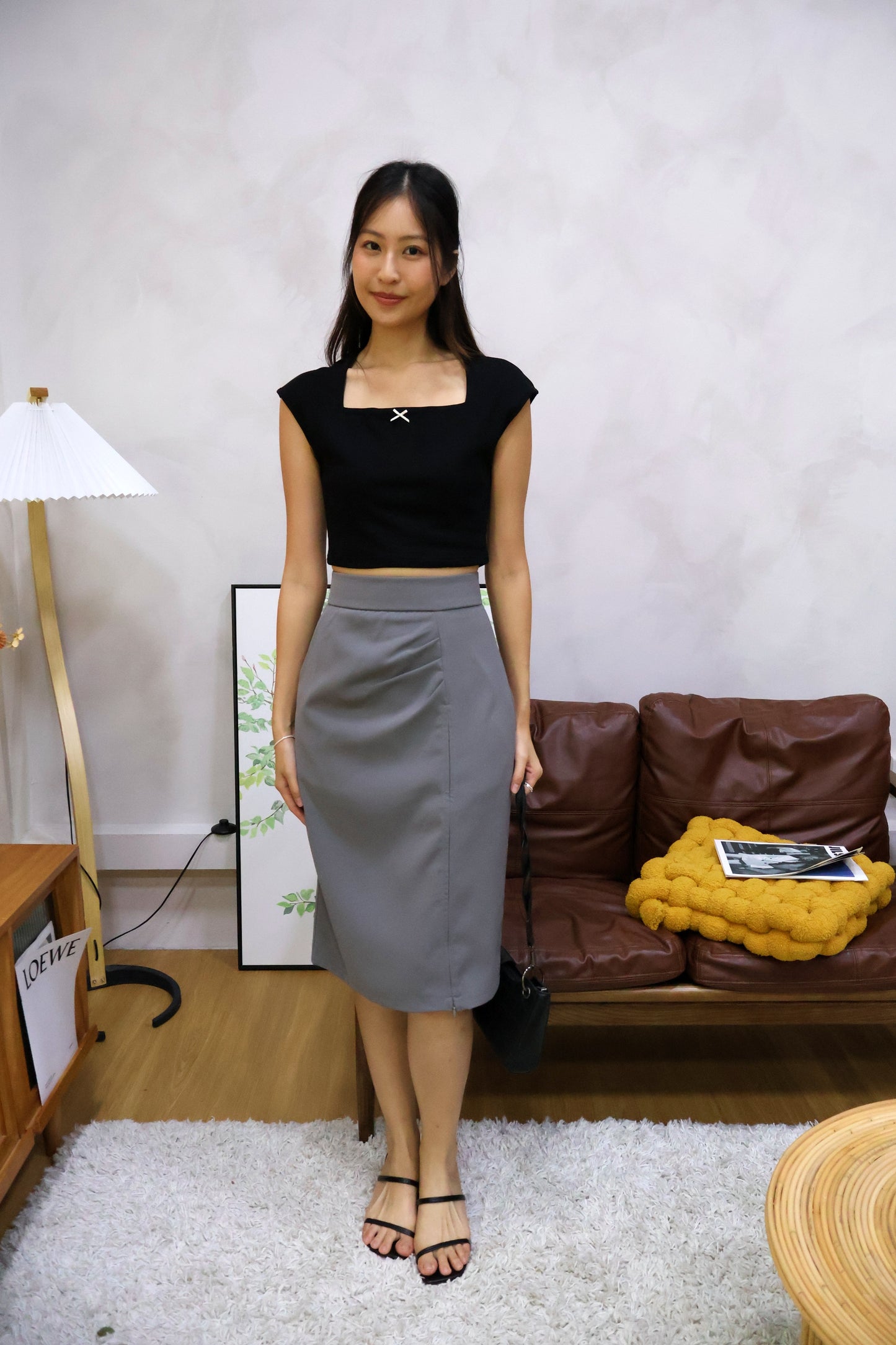 Jerlyn Ruched Work Skorts In Grey