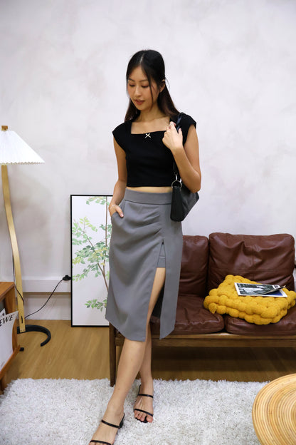 Jerlyn Ruched Work Skorts In Grey