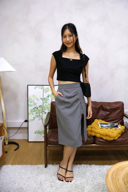 Jerlyn Ruched Work Skorts In Grey