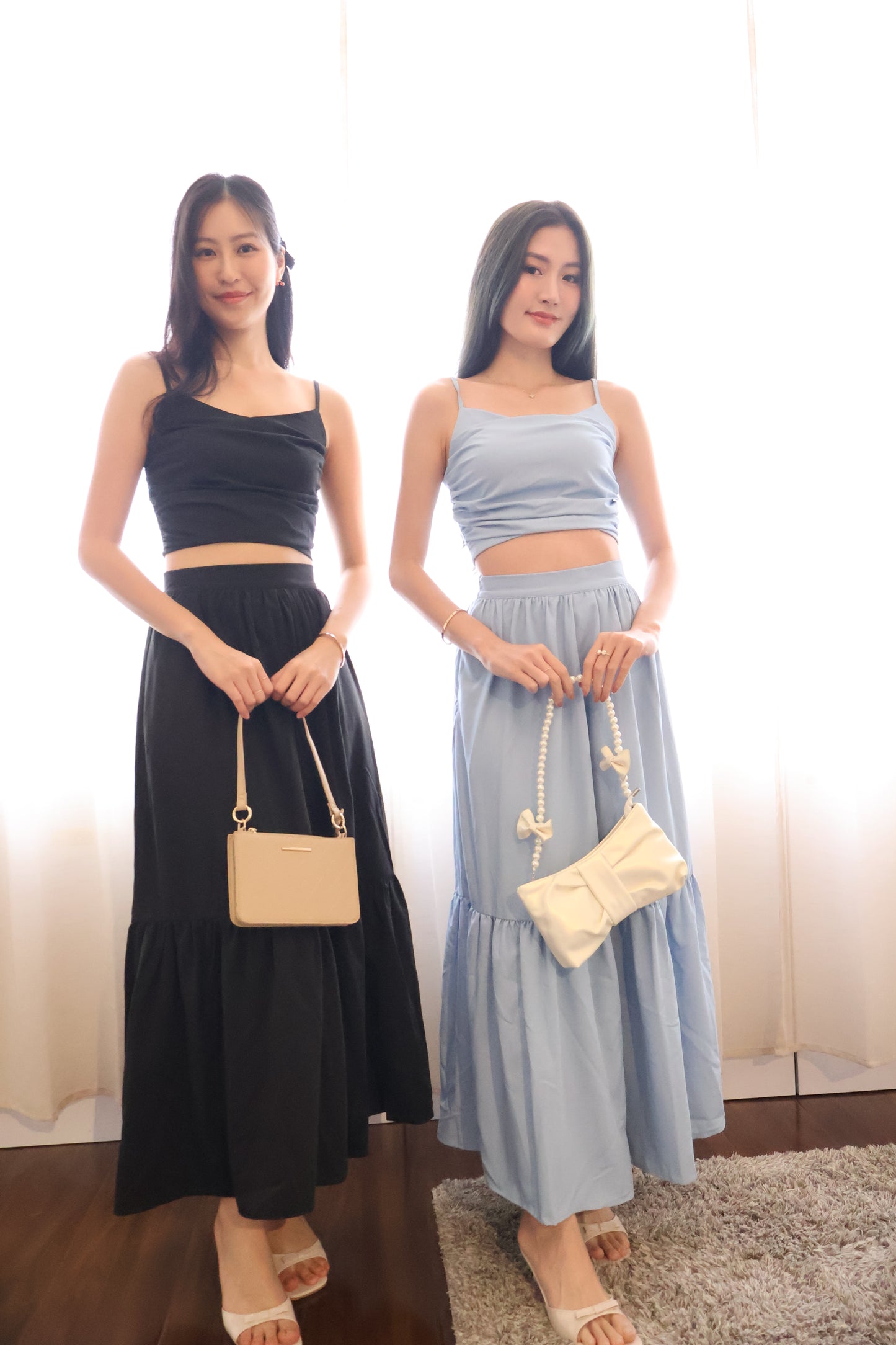 Enchanted Ruffles Midi Co-Ords Set In Black