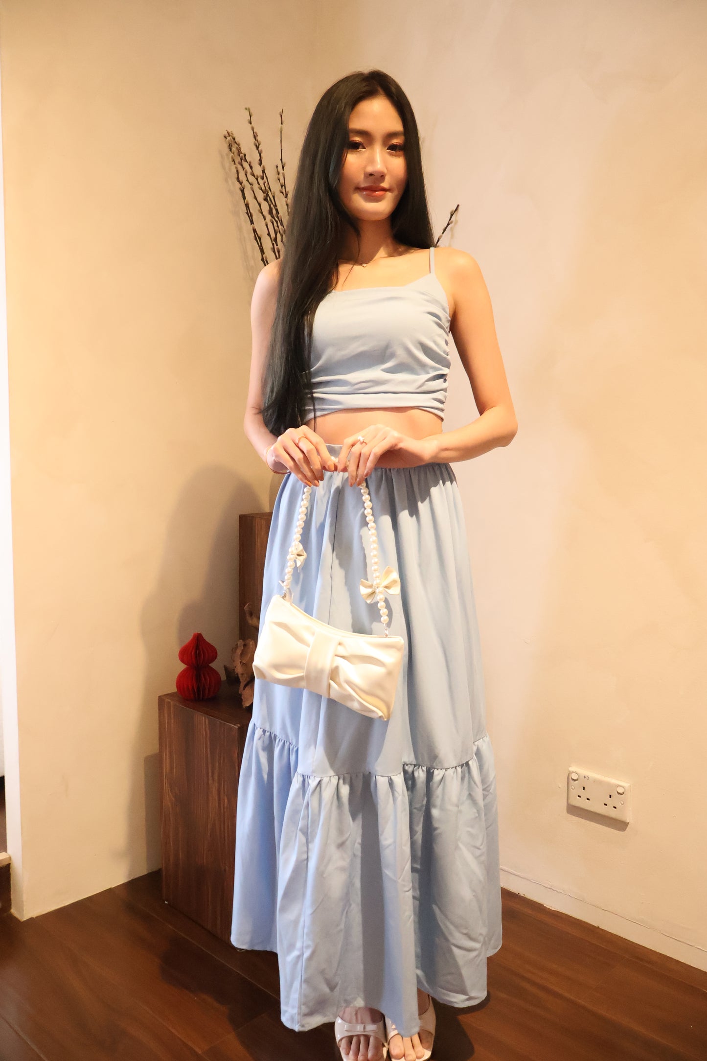 Enchanted Ruffles Midi Co-Ords Set In Blue