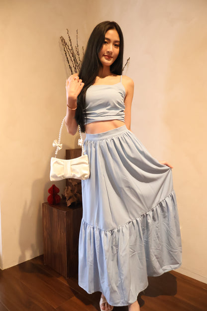 Enchanted Ruffles Midi Co-Ords Set In Blue
