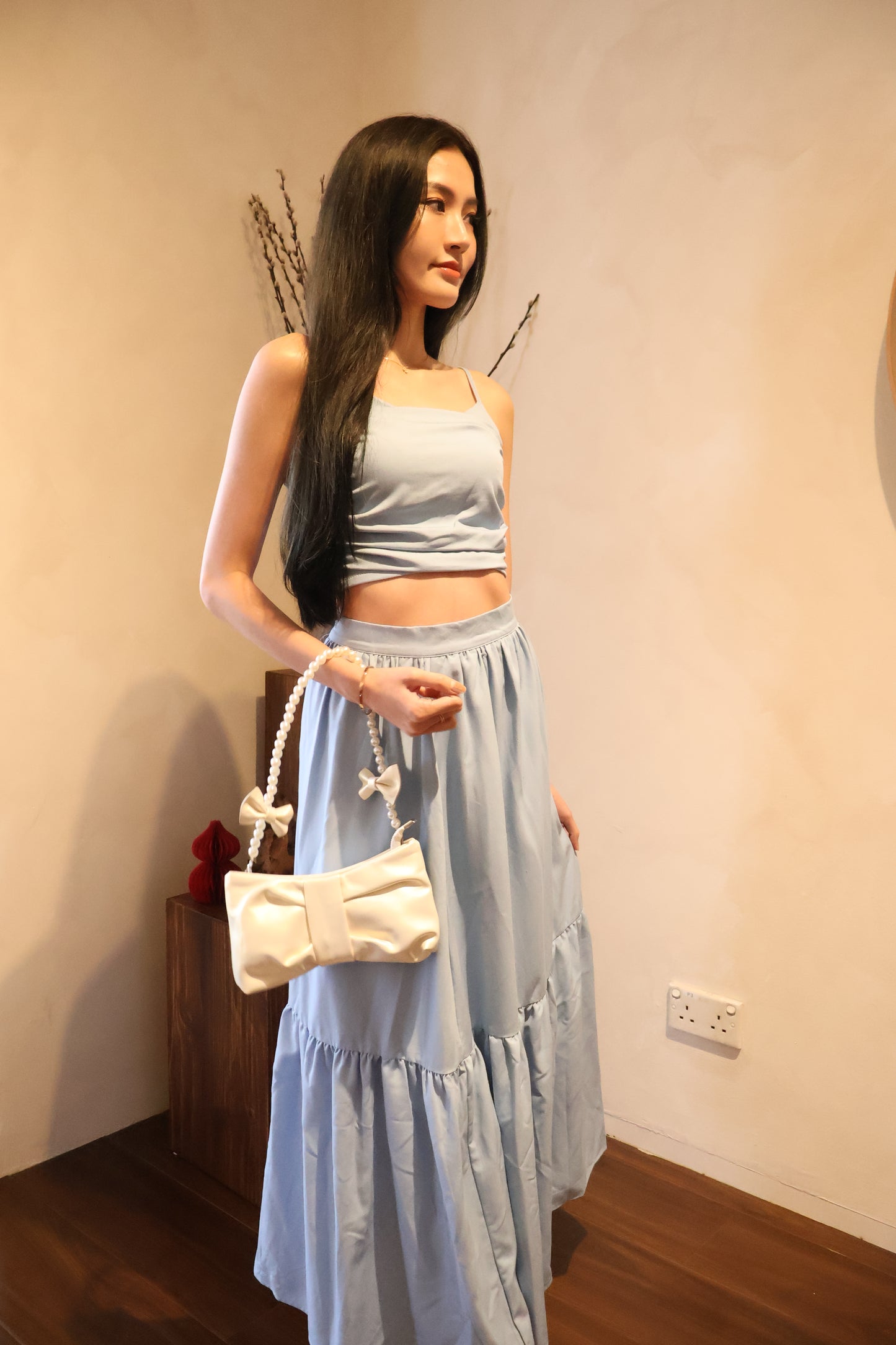 Enchanted Ruffles Midi Co-Ords Set In Blue