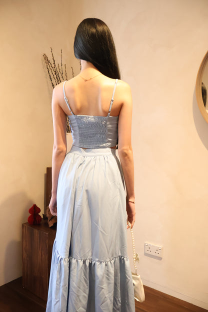 Enchanted Ruffles Midi Co-Ords Set In Blue