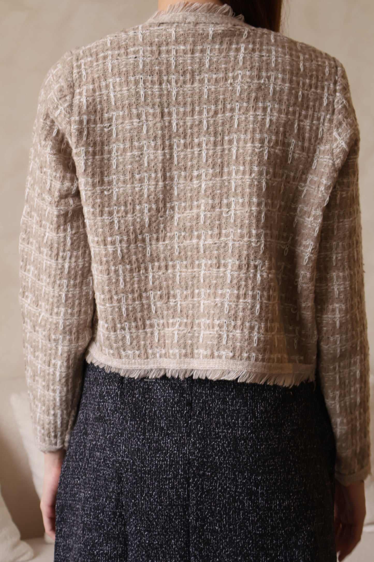 Heather Knitted Button Cardigan In Taupe