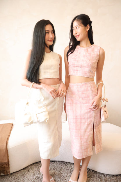 Valentine Tweed Co-Ords Set In Pink