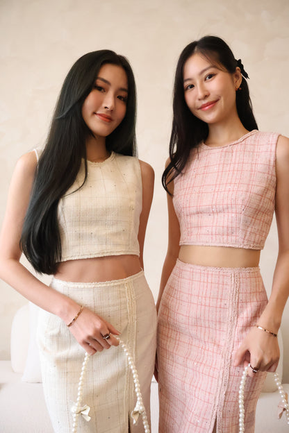 Valentine Tweed Co-Ords Set In Pink