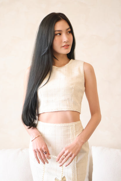 Valentine Tweed Co-Ords Set In White