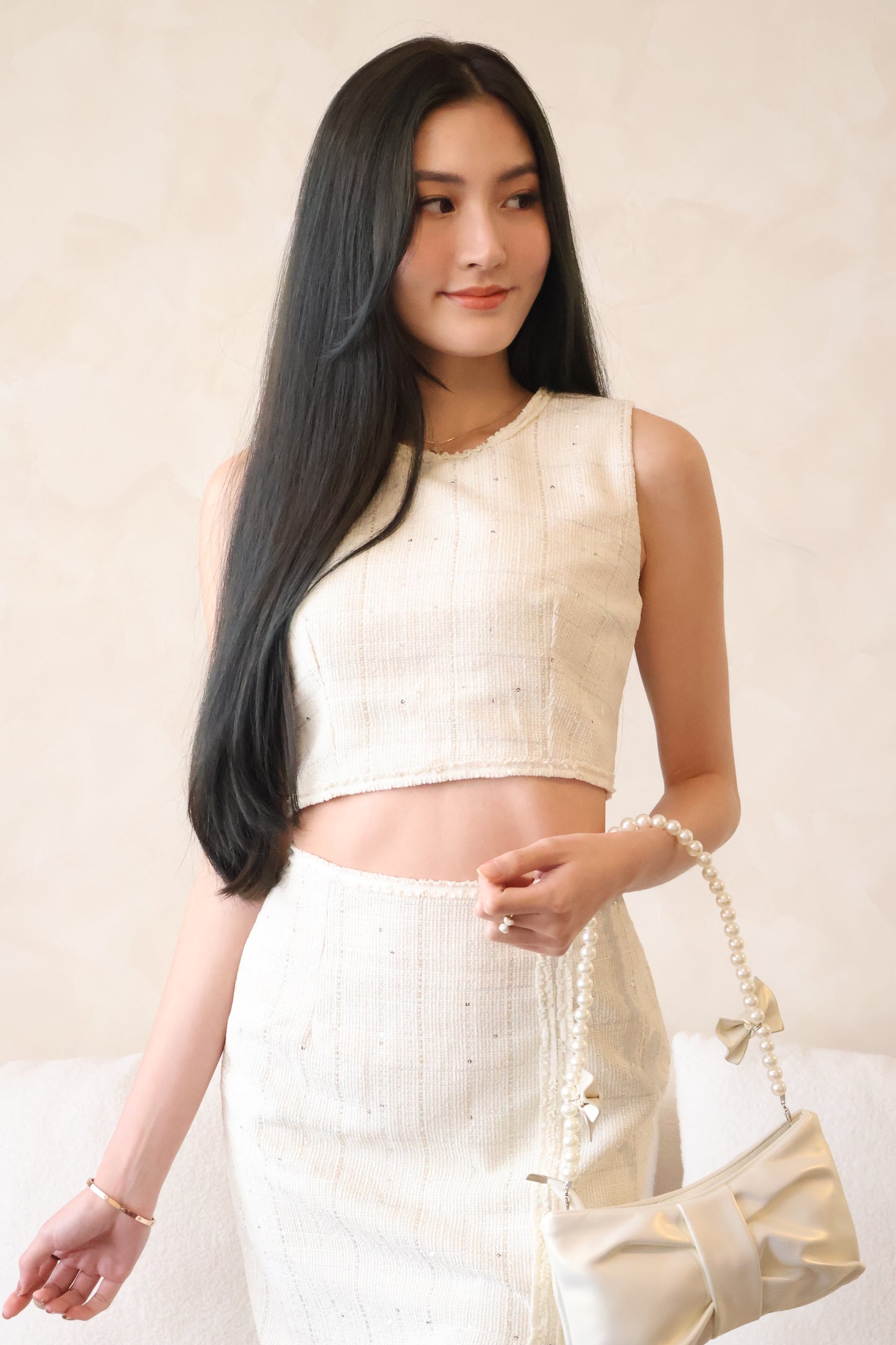 Valentine Tweed Co-Ords Set In White