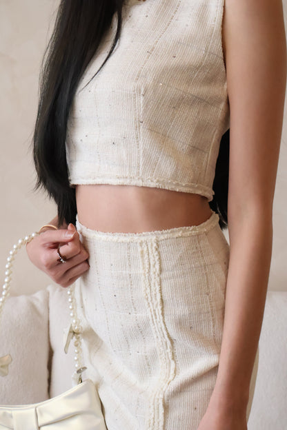 Valentine Tweed Co-Ords Set In White