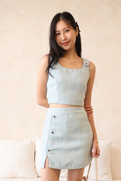 Lovestruck Tweed Co-Ords Set In Blue