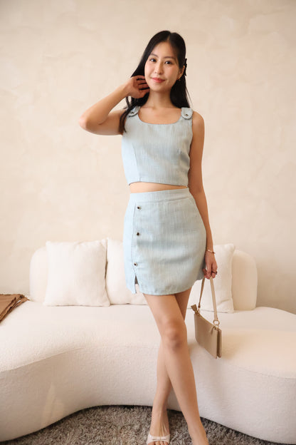 Lovestruck Tweed Co-Ords Set In Blue