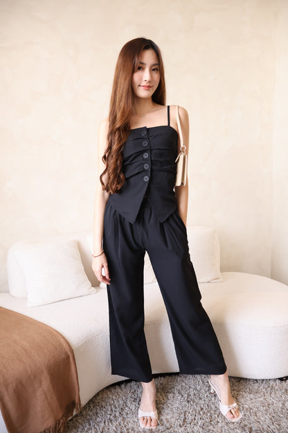 Pris Lounge Style Spag Co-Ords Set In Black