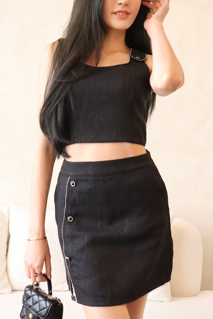 Lovestruck Tweed Co-Ords Set In Black