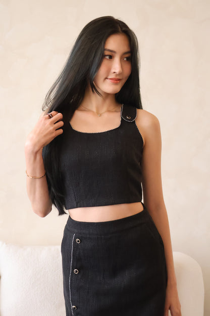 Lovestruck Tweed Co-Ords Set In Black