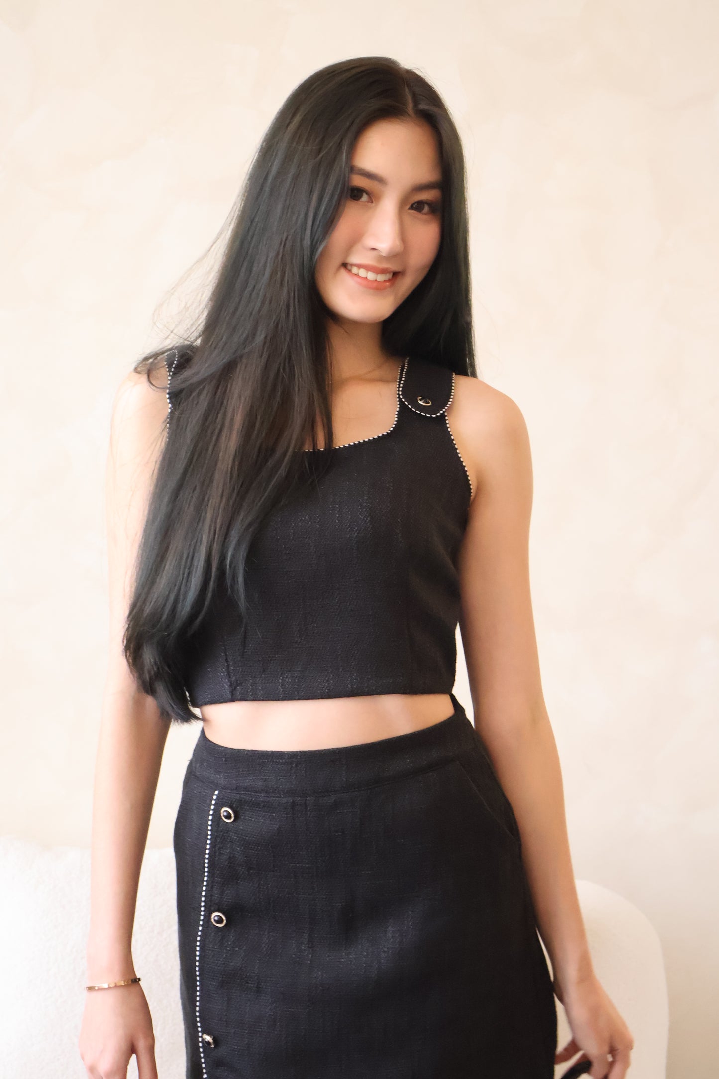 Lovestruck Tweed Co-Ords Set In Black