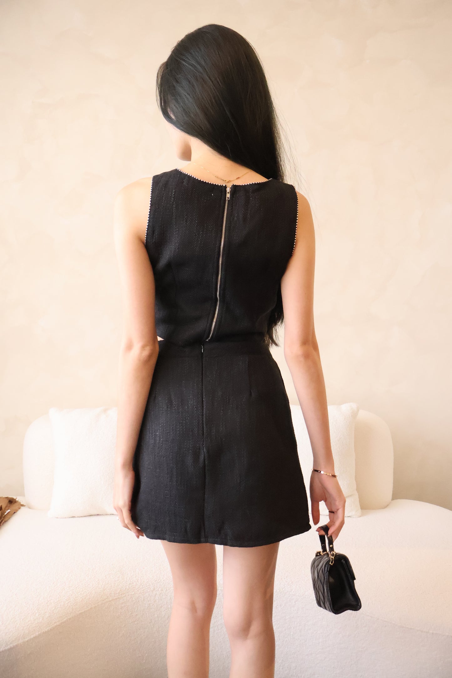 Lovestruck Tweed Co-Ords Set In Black