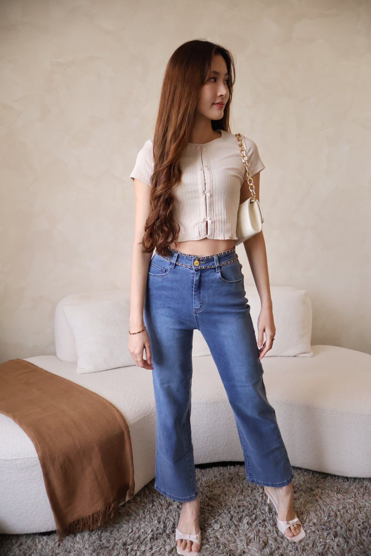 *Premium* Beryl Chain Jeans In Mid Wash