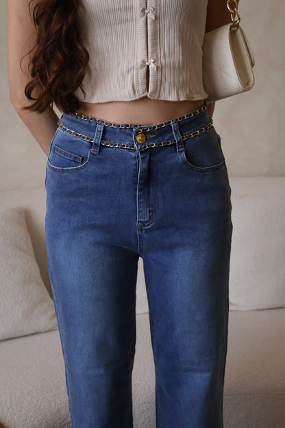 *Premium* Beryl Chain Jeans In Mid Wash