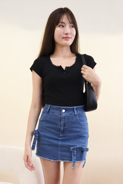 Tracey Ribbon Denim Skorts