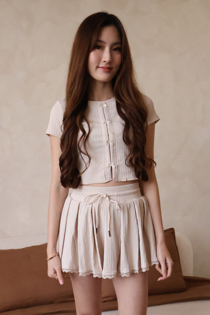 Arie Ribbon Co-Ords Set In Cream