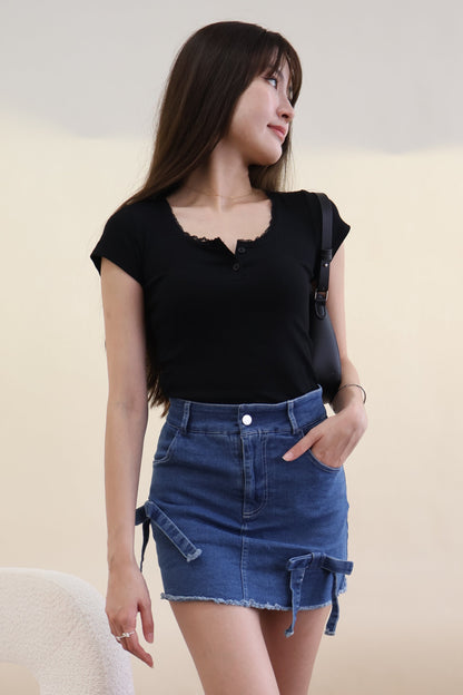 Tracey Ribbon Denim Skorts