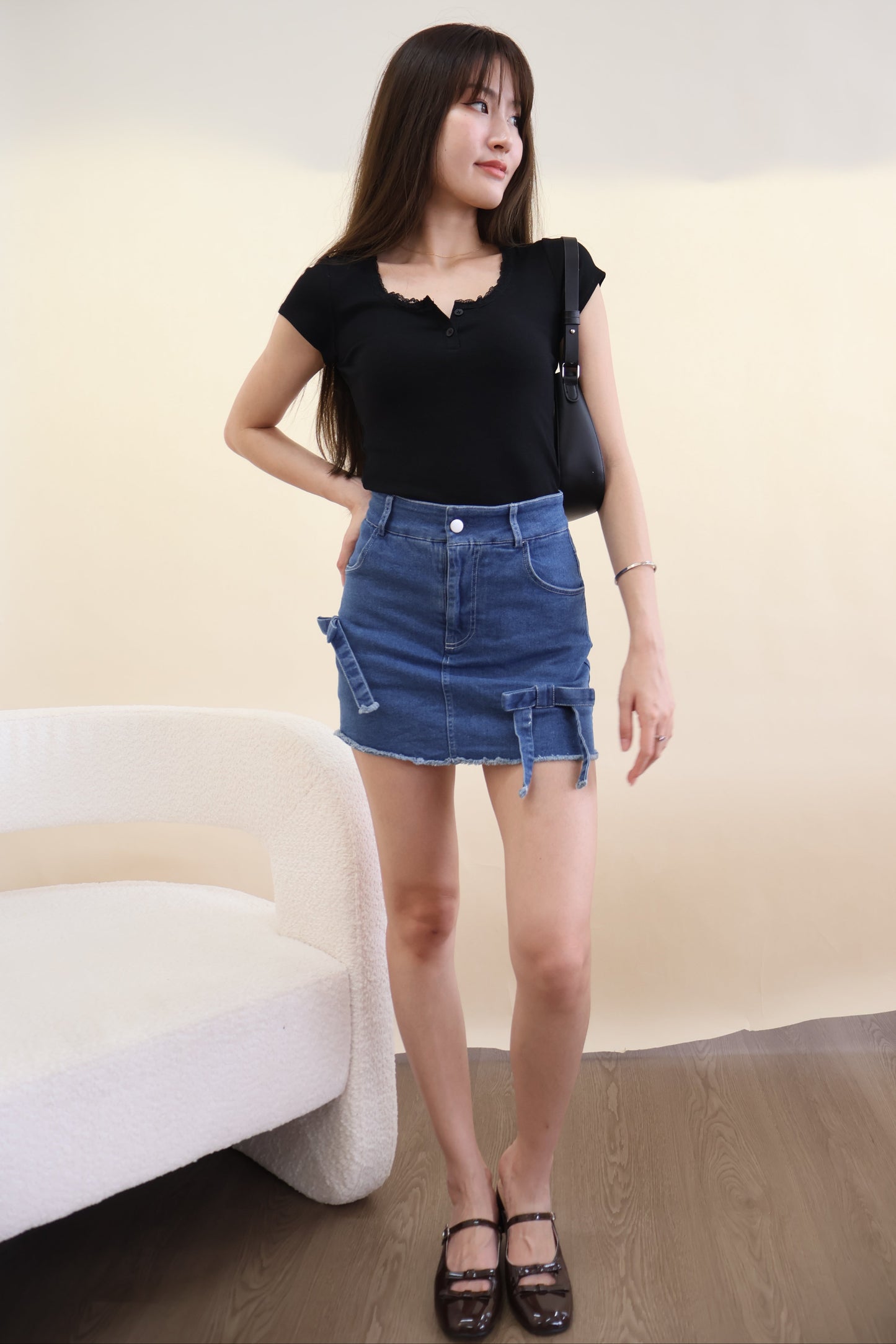 Tracey Ribbon Denim Skorts