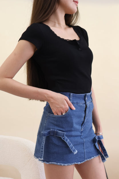 Tracey Ribbon Denim Skorts