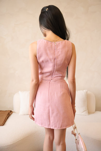 Lovestruck Tweed Co-Ords Set In Pink