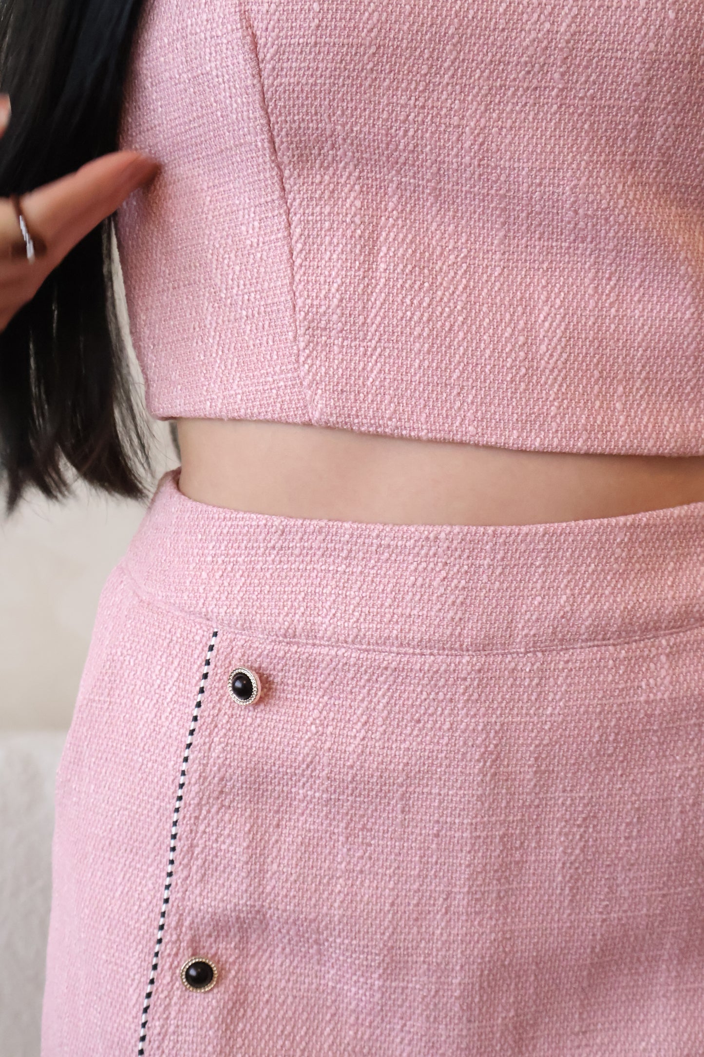 Lovestruck Tweed Co-Ords Set In Pink