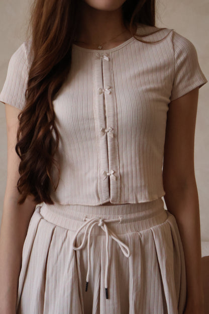 Arie Ribbon Co-Ords Set In Cream