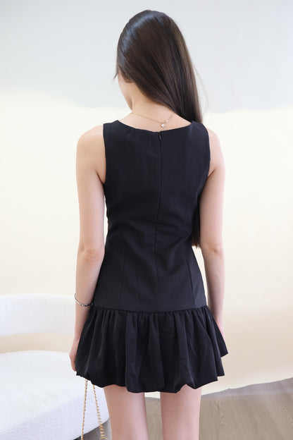 Yvonne Bubble Hem Dress In Black