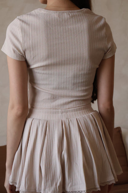 Arie Ribbon Co-Ords Set In Cream