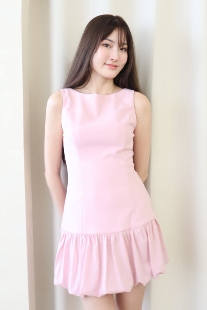 Yvonne Bubble Hem Dress In Pink
