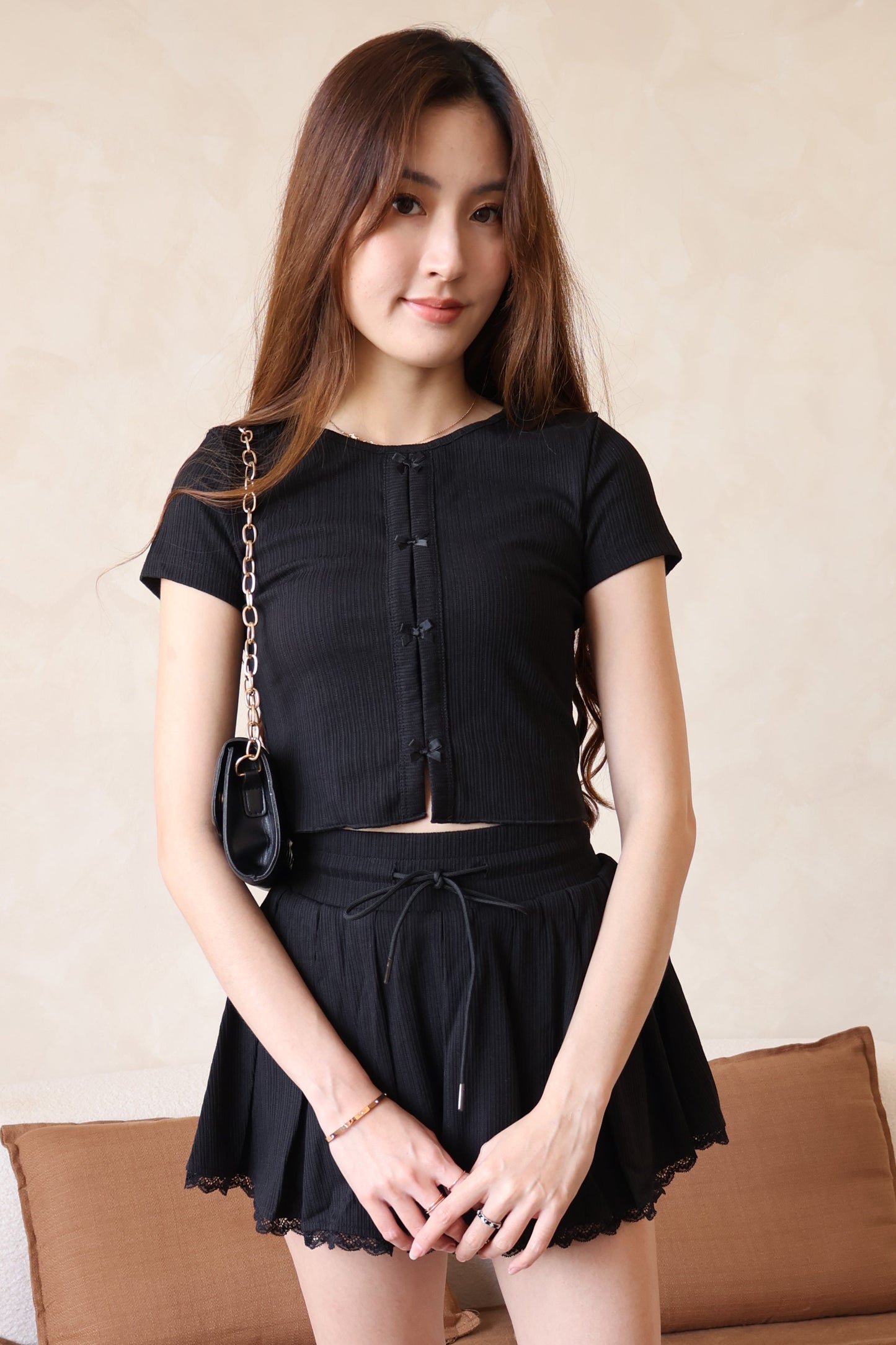 Arie Ribbon Co-Ords Set In Black