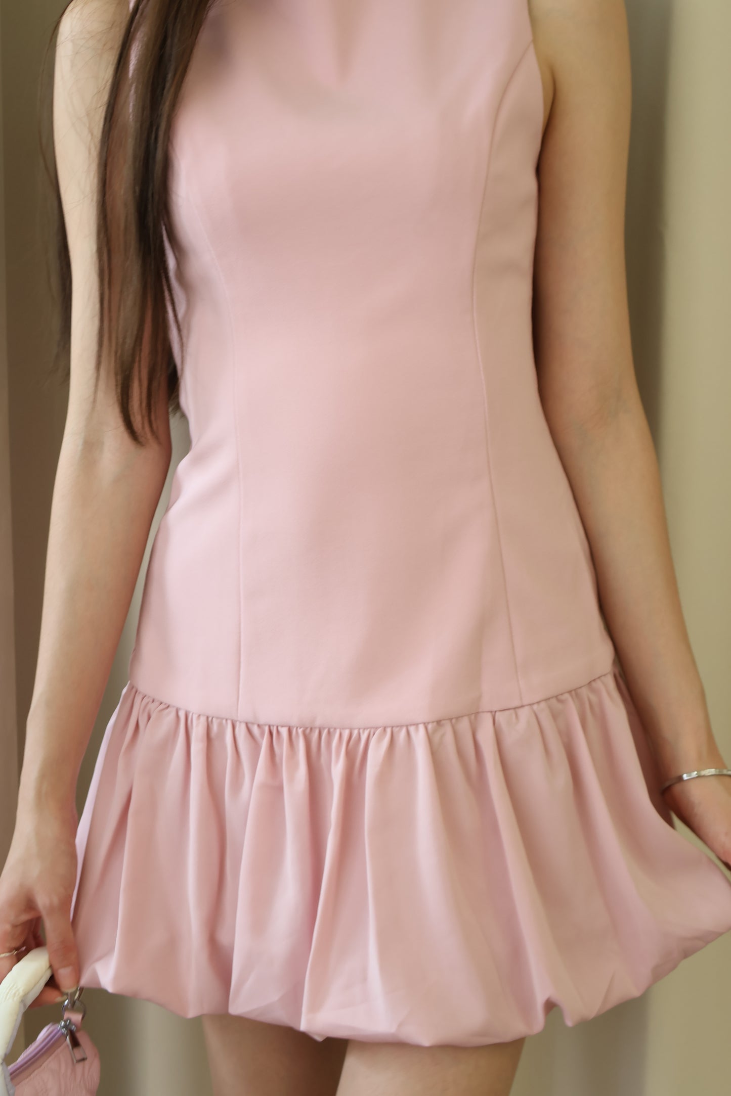 Yvonne Bubble Hem Dress In Pink