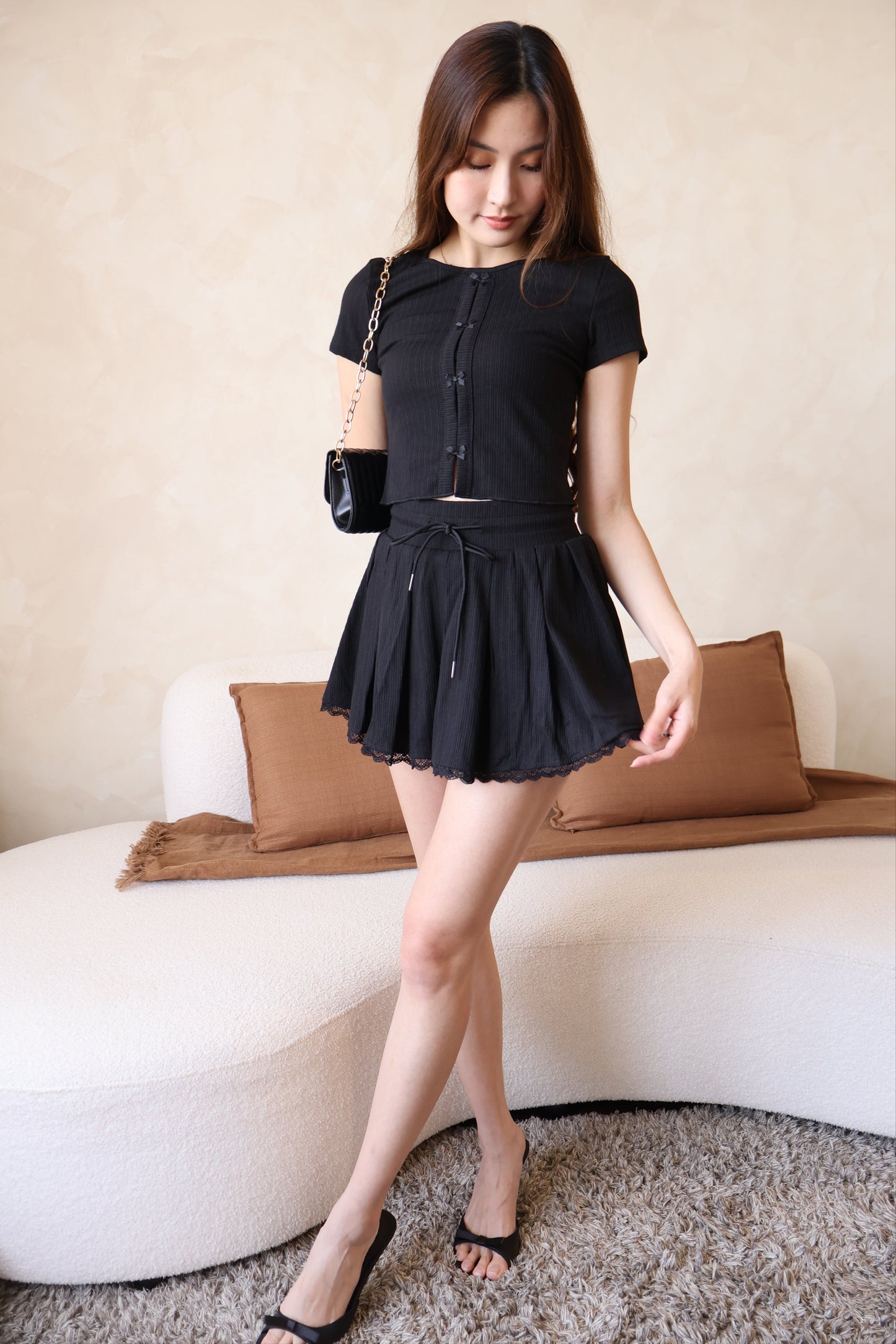 Arie Ribbon Co-Ords Set In Black