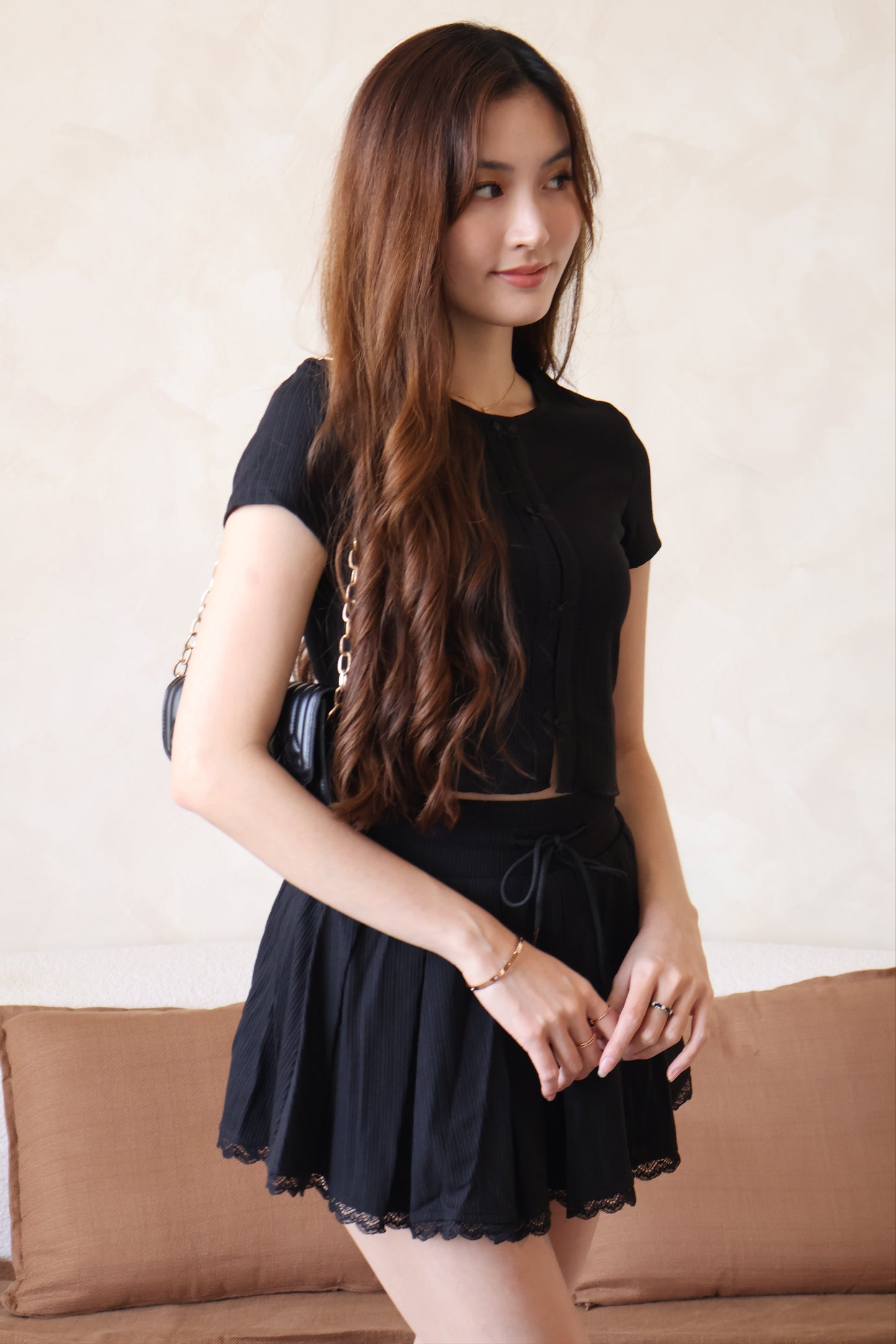 Arie Ribbon Co-Ords Set In Black