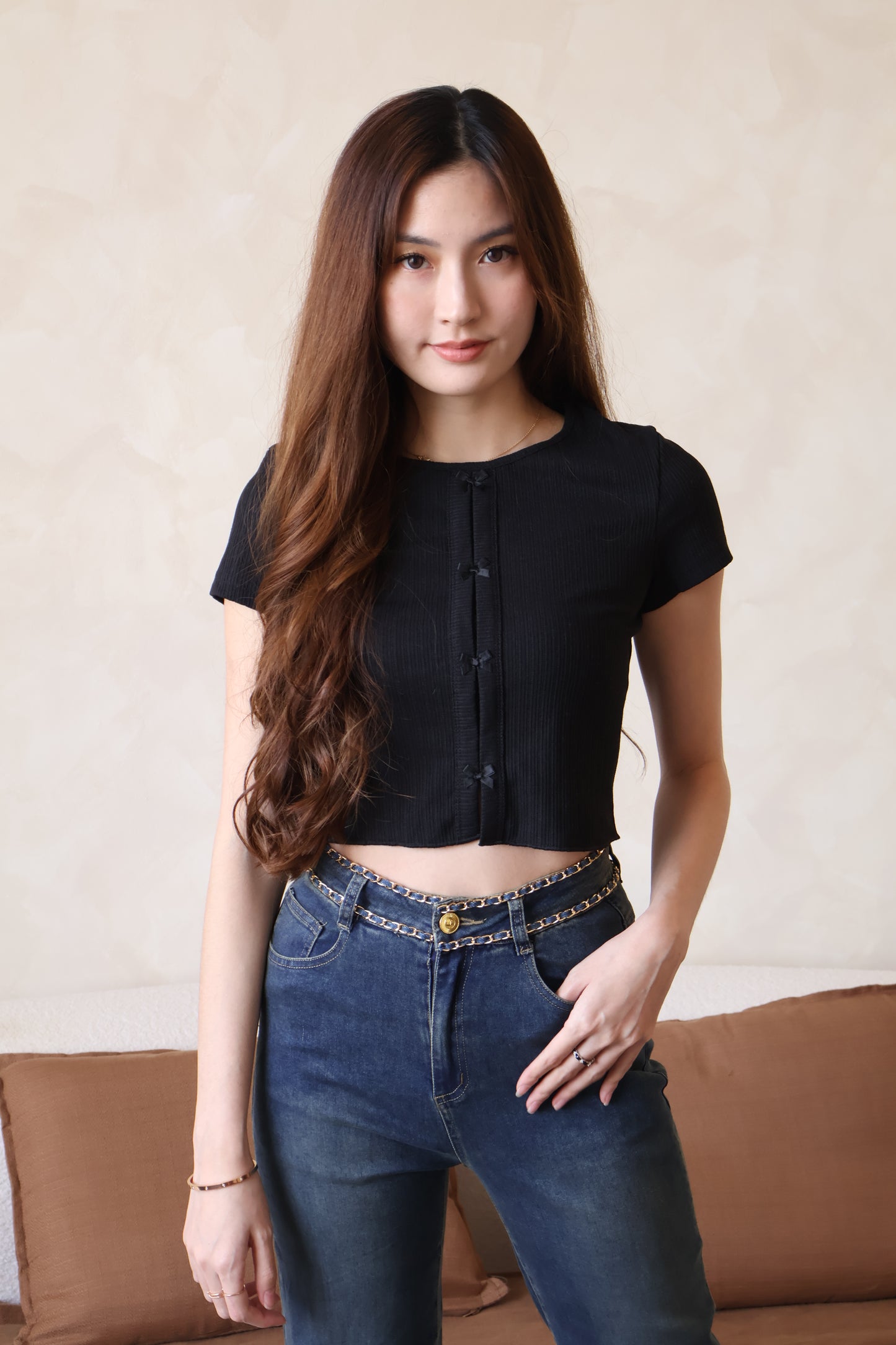 *Premium* Beryl Chain Jeans In Dark Wash