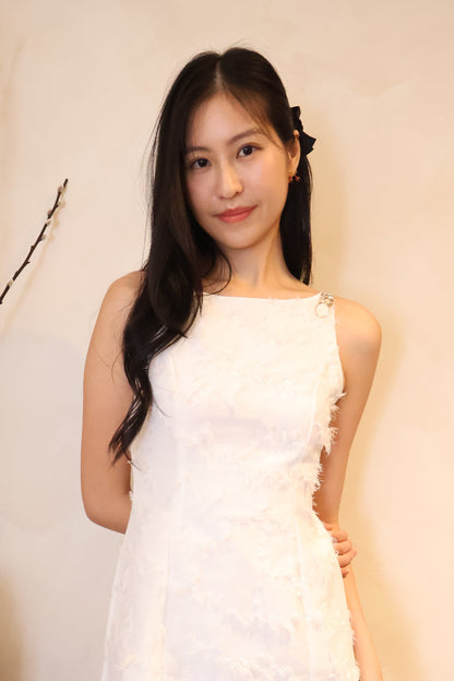 Cherish Embellished Strap Halter Dress In White