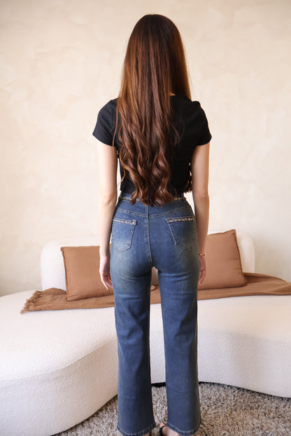 *Premium* Beryl Chain Jeans In Dark Wash