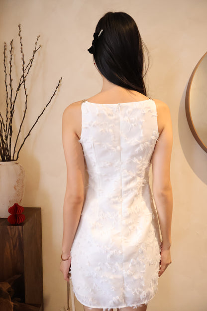 Cherish Embellished Strap Halter Dress In White