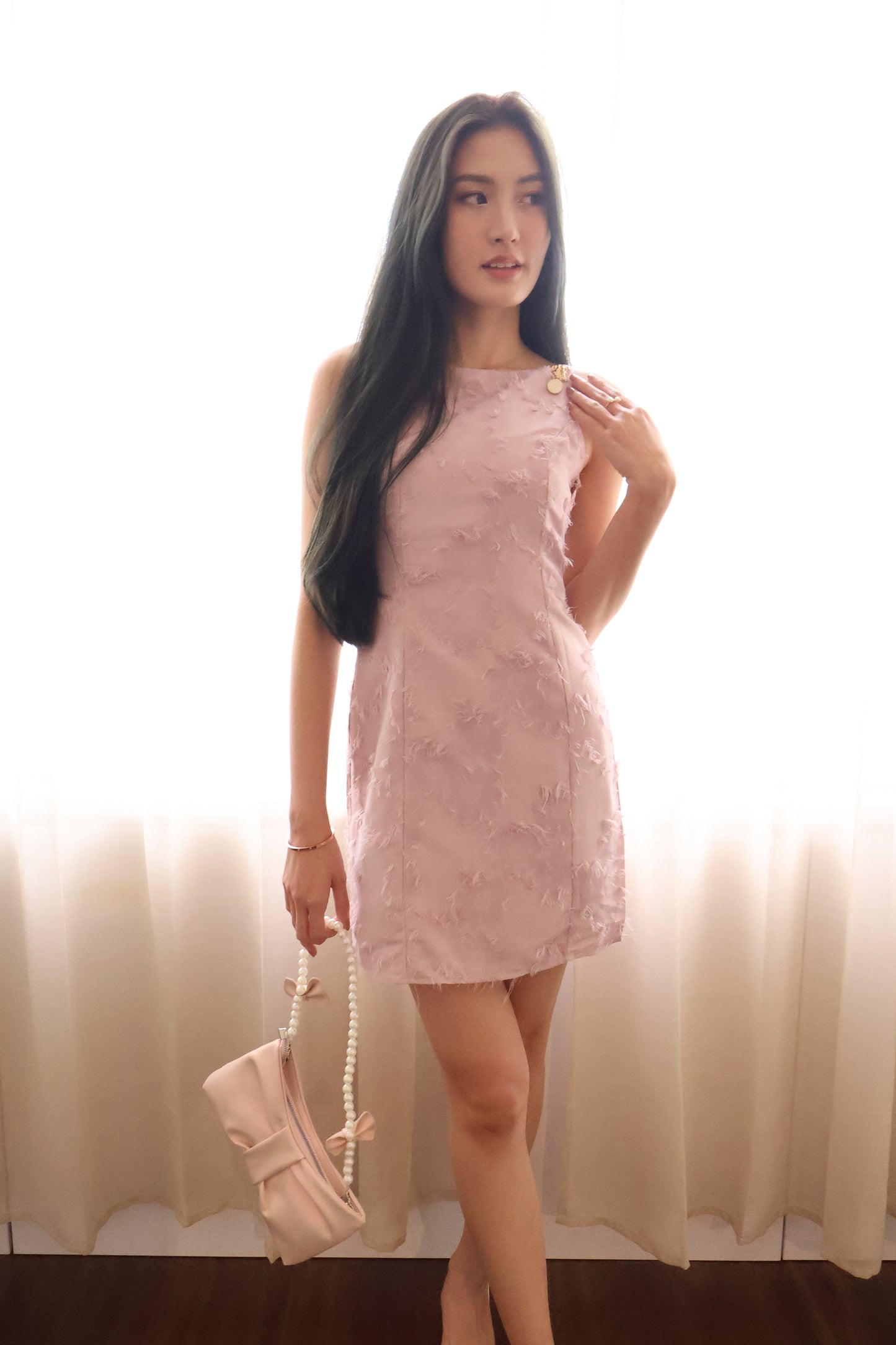 Cherish Embellished Strap Halter Dress In Mauve