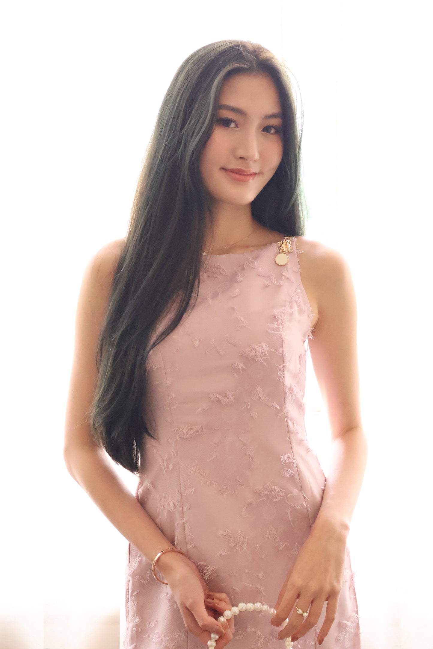 Cherish Embellished Strap Halter Dress In Mauve