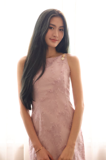 Cherish Embellished Strap Halter Dress In Mauve