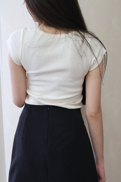 *Star Buy* Aelyn Lace Button Rib Tee In Cream