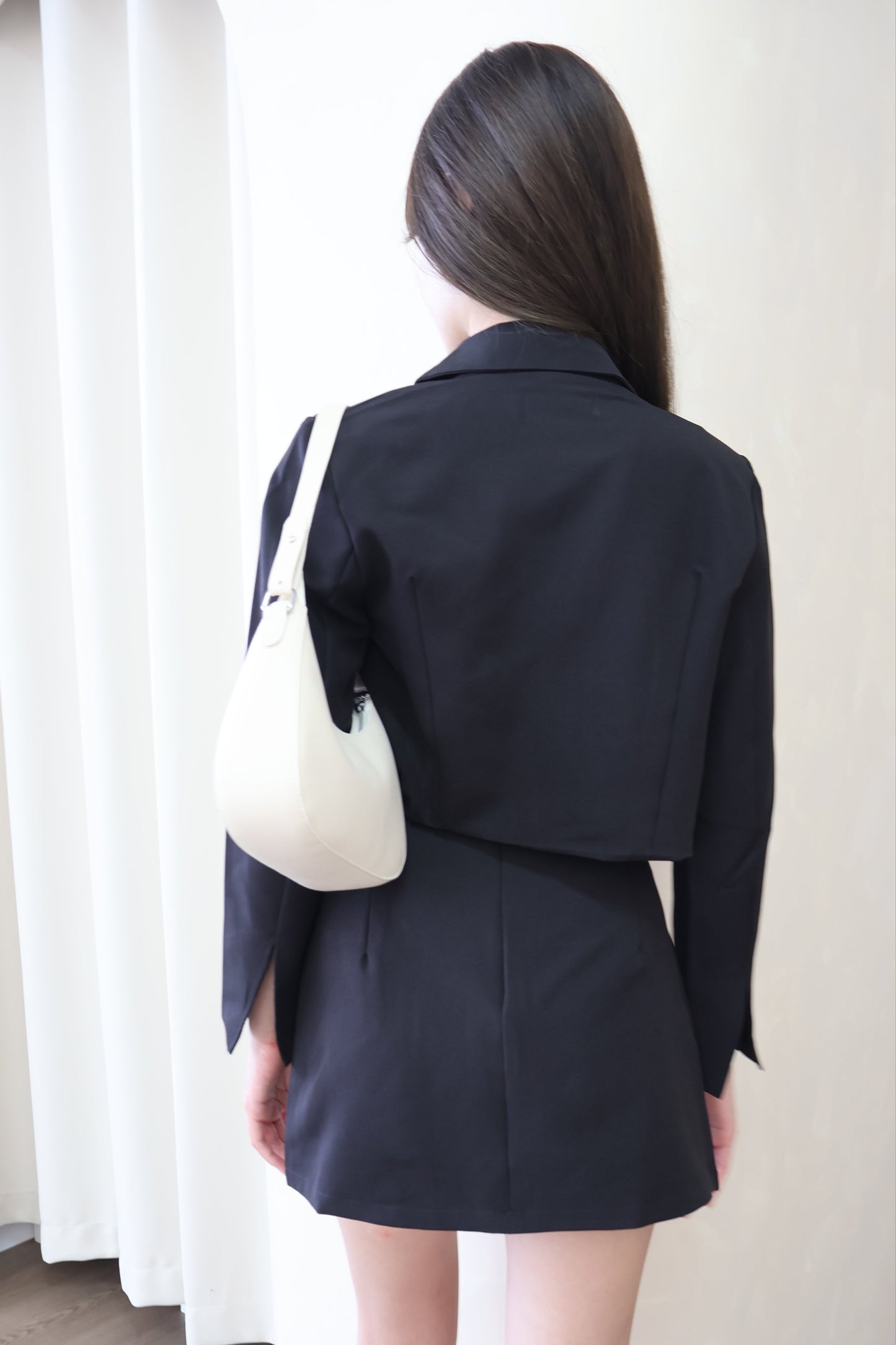 Melissa Bejeweled Button Blazer Co-Ords Set In Black