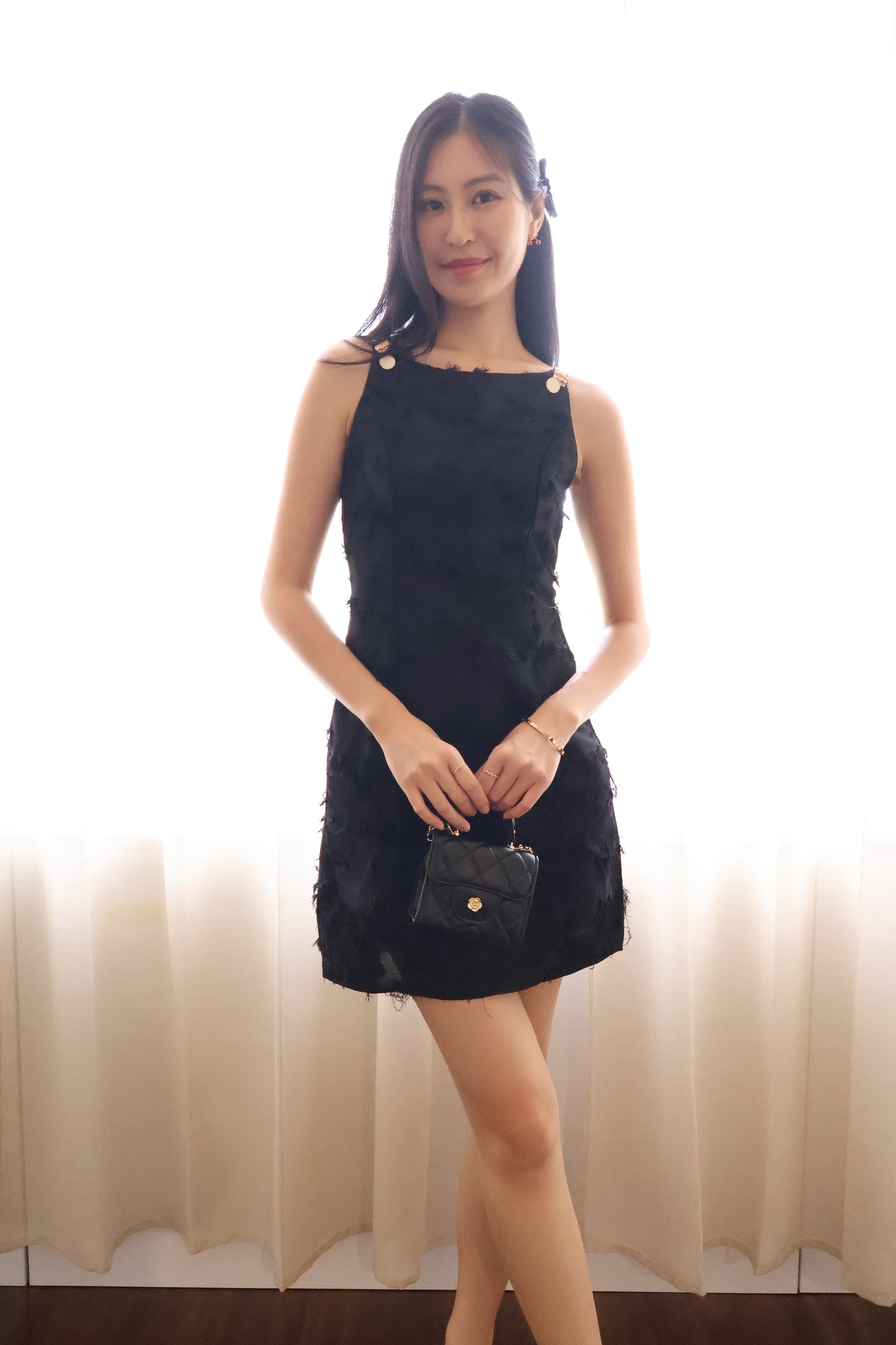 Cherish Embellished Strap Halter Dress In Black