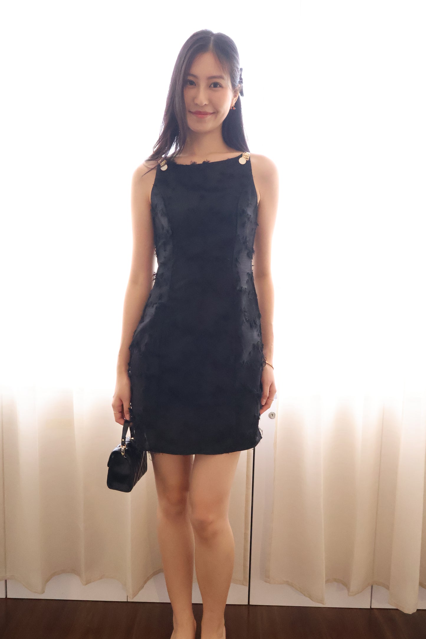 Cherish Embellished Strap Halter Dress In Black