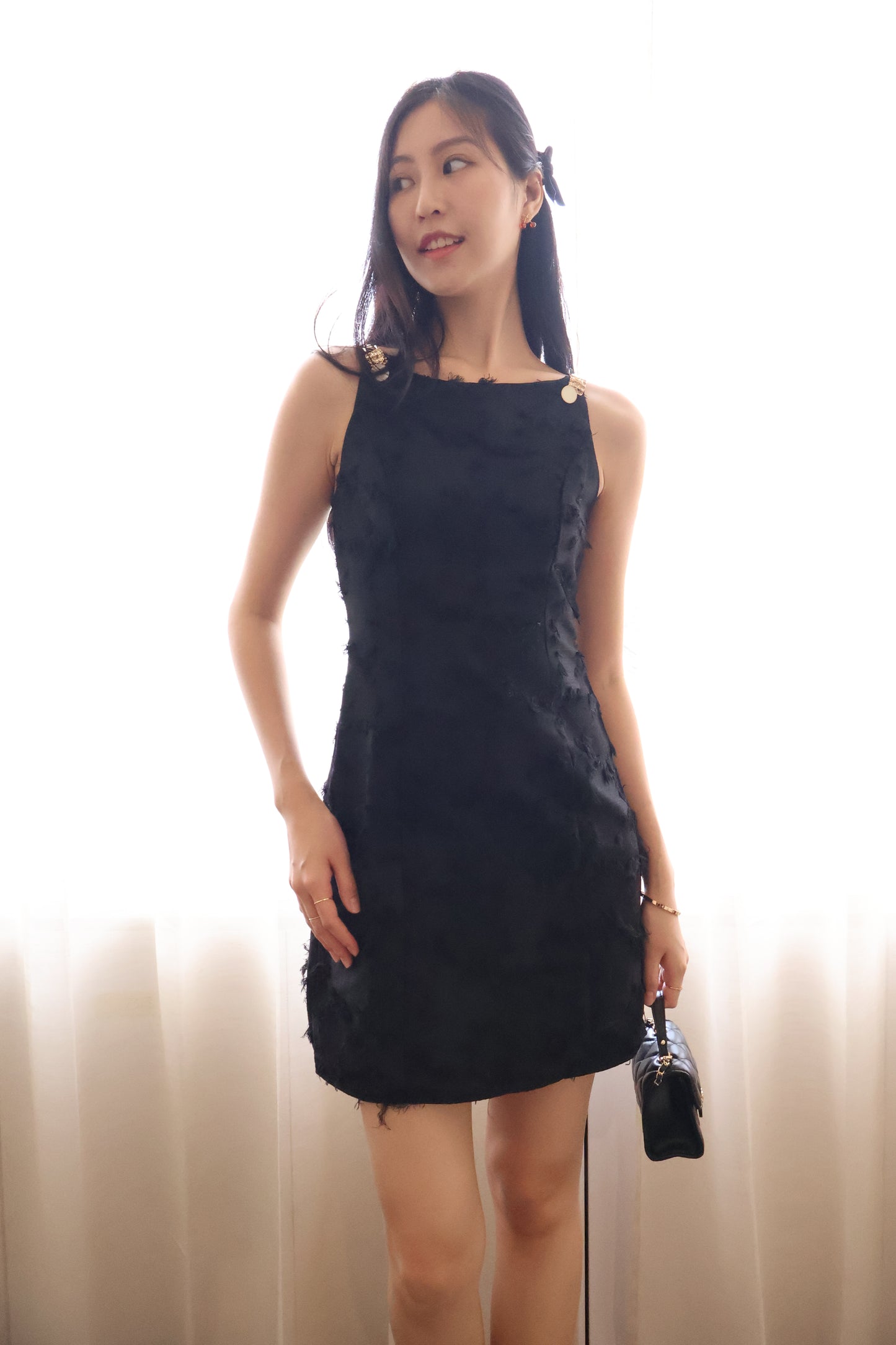 Cherish Embellished Strap Halter Dress In Black